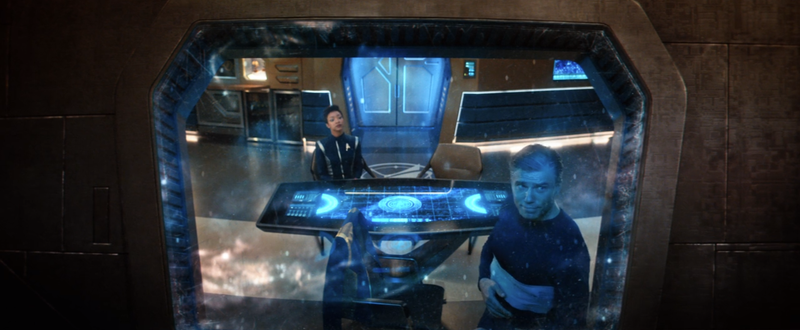 Not even Pike getting his ribs pulverized by an exploding phaser can stop him and Burnham for still arguing over the value of faith and context.